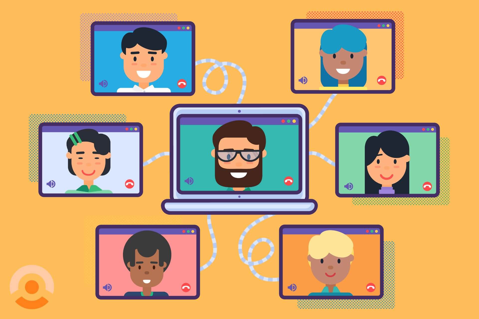 Online video meeting illustration