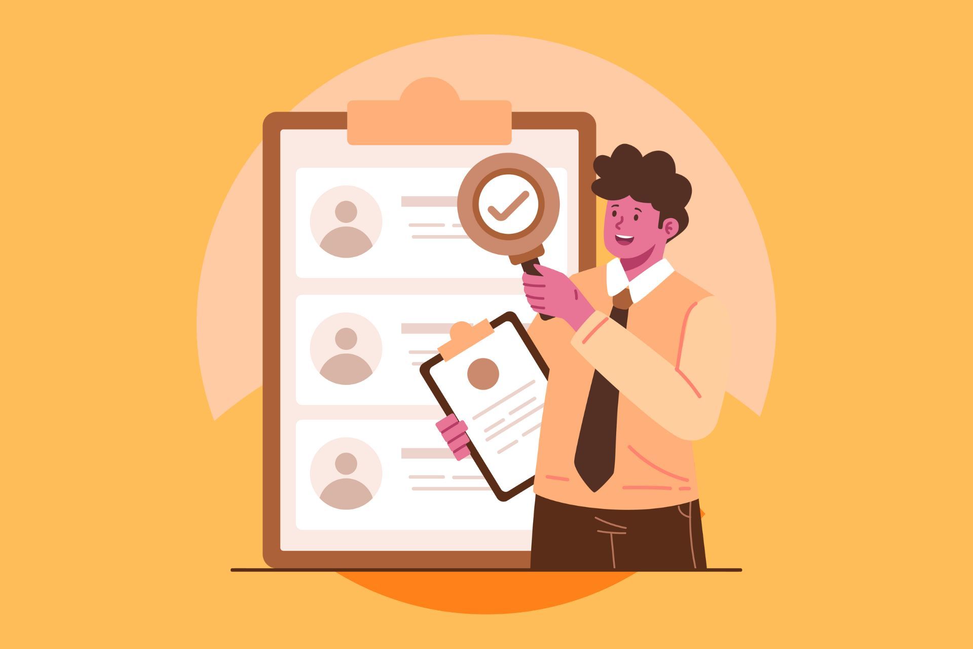 An illustration of recruiter selecting candidates.
