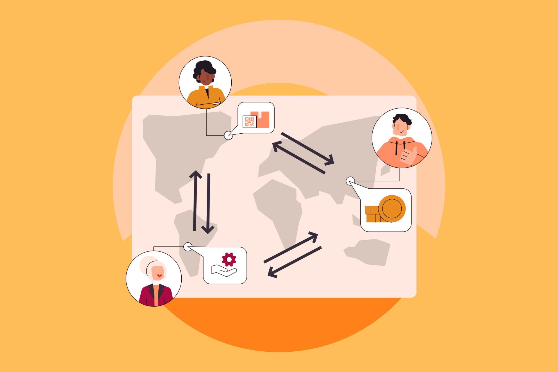 Illustration of a global business team