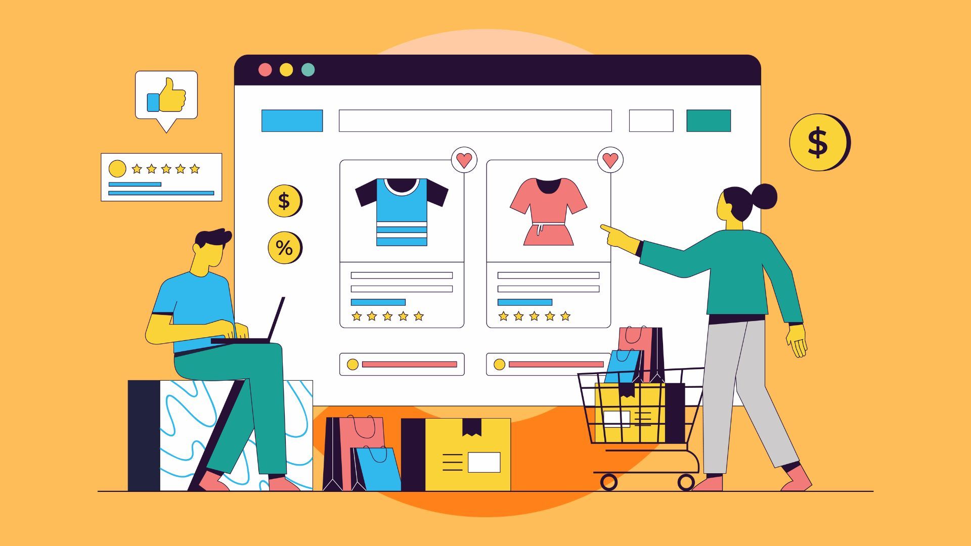 Illustration of ecommerce platform development.